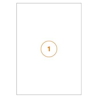A4 Etiket 1 per vel &ndash; 210 x 297 mm &ndash; Permanent &ndash; Wit