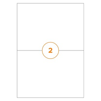 A5 Etiket 2 per vel &ndash; 210 x 148 mm &ndash; Permanent &ndash; Wit