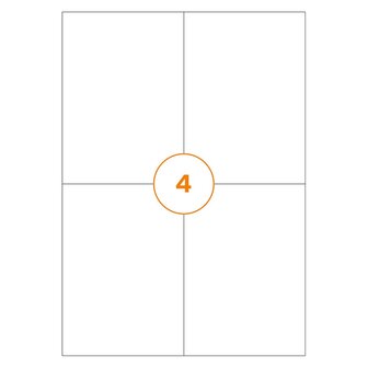 A6 Etiket 4 per vel &ndash; 105 x 148 mm &ndash; Permanent &ndash; Wit